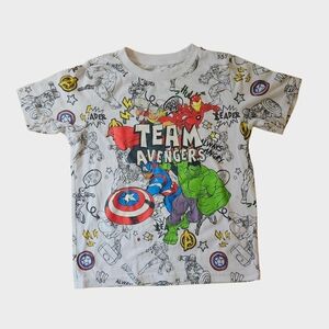 Marvel Avengers Kids White T-Shirt Size 7 Short Sleeve Graphic Tee Super Hero